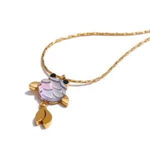 Gold Fish Pendant Necklace – Iridescent Ocean Charm
